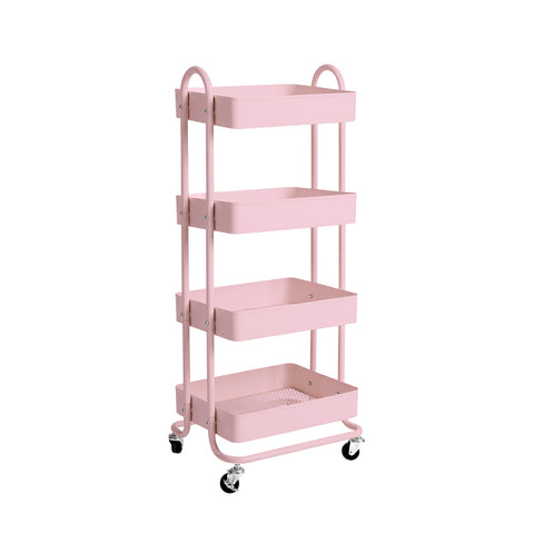 4Tiers Kitchen Trolley Organizer-Pink