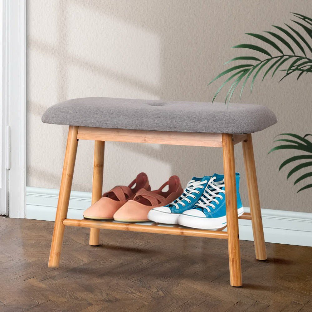 Shoe Rack Seat Bench - Grey