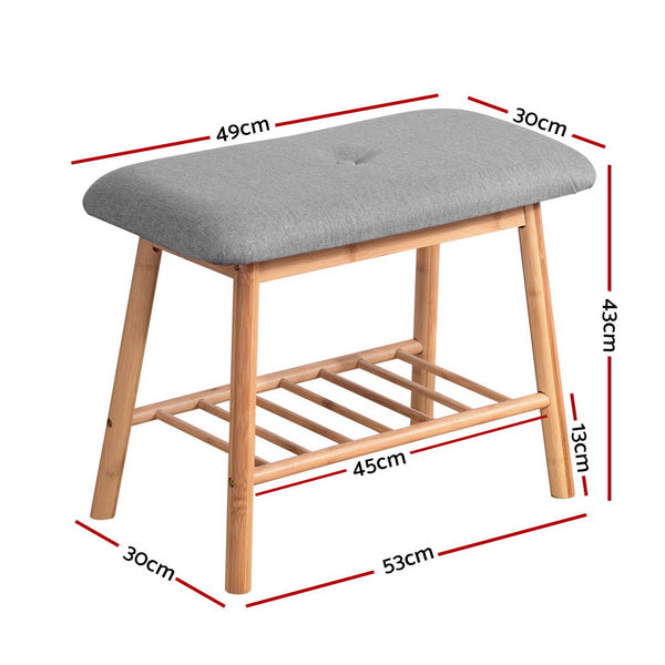 Shoe Rack Seat Bench - Grey