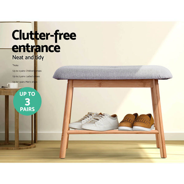 Shoe Rack Seat Bench - Grey
