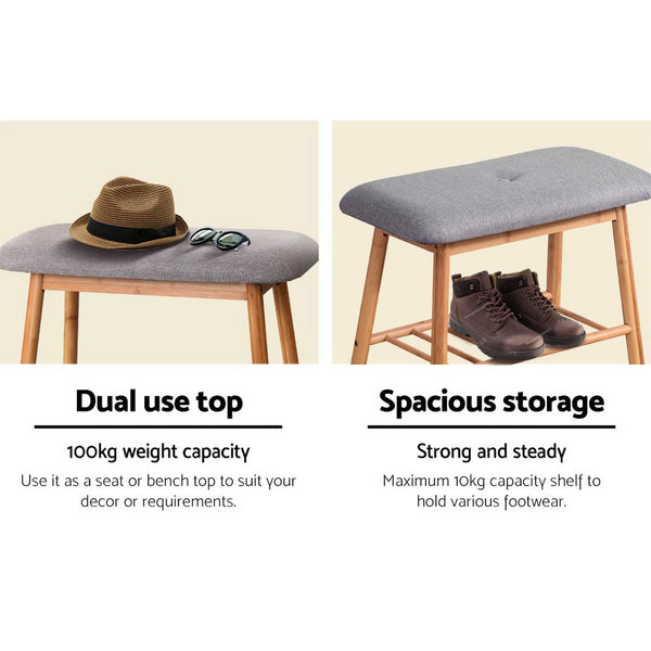 Shoe Rack Seat Bench - Grey