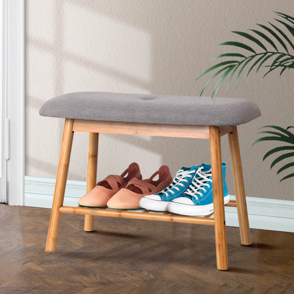 Shoe Rack Seat Bench - Grey