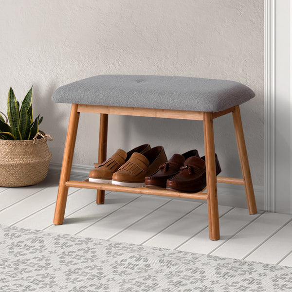 Shoe Rack Seat Bench - Grey