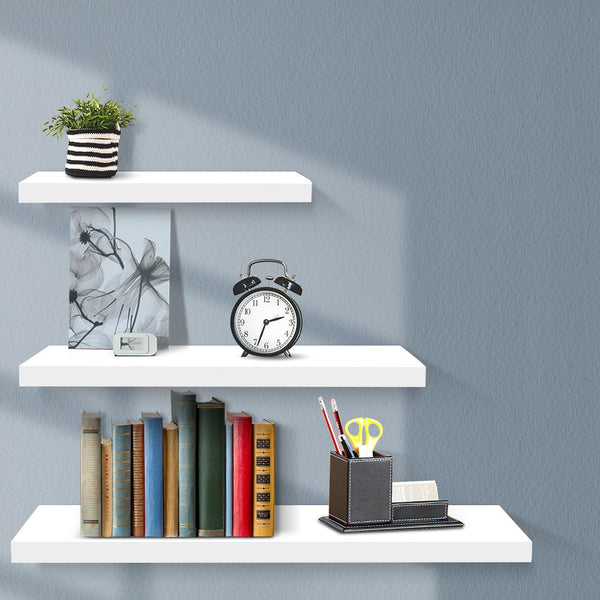 3 Piece Floating Wall Shelves - White