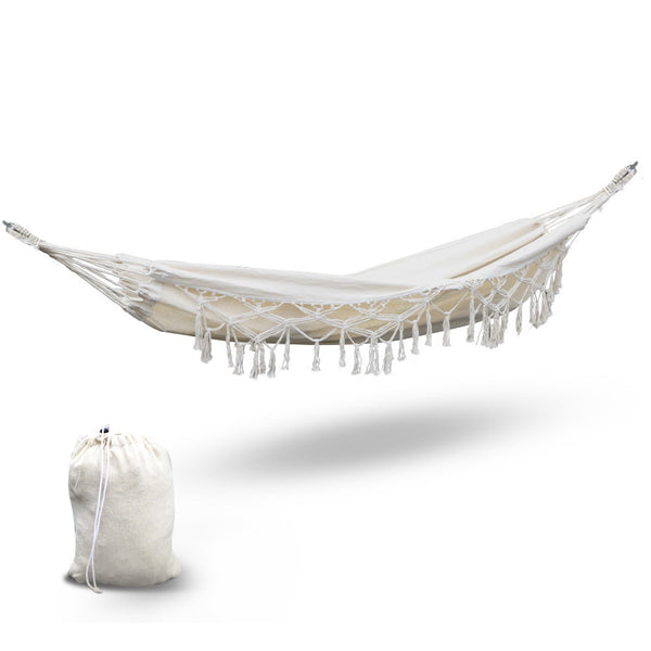 Hanging Tassel Hammock Swing- Cream