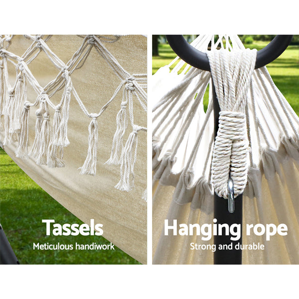 Hanging Tassel Hammock Swing- Cream