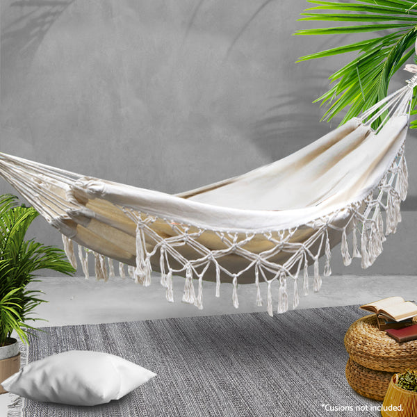 Hanging Tassel Hammock Swing- Cream