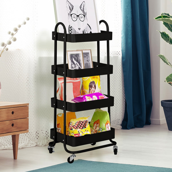 4Tiers Kitchen Trolley Organizer-Black