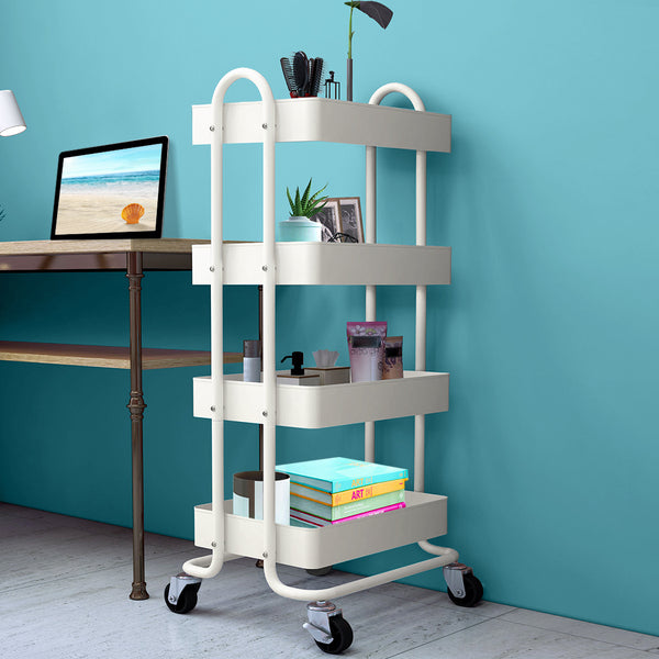 4Tiers Kitchen Trolley Organizer-White