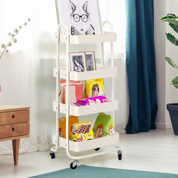 4Tiers Kitchen Trolley Organizer-White