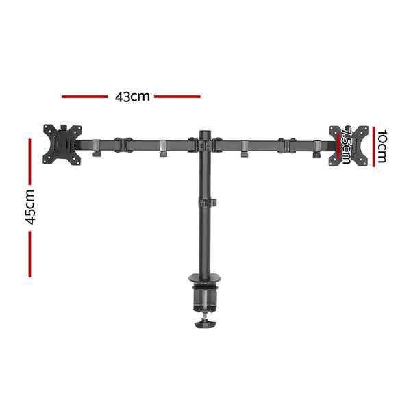 Monitor Arm Mount Dual 32" Black