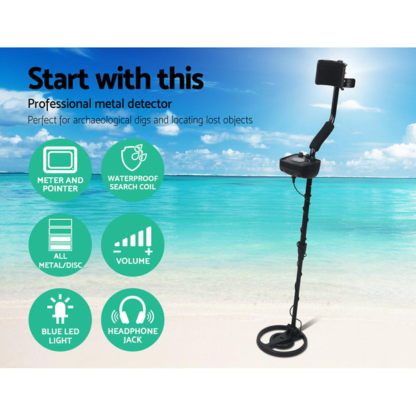 LED Metal Detector w/ Headphones - Black