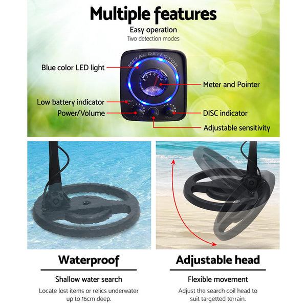 LED Metal Detector w/ Headphones - Black