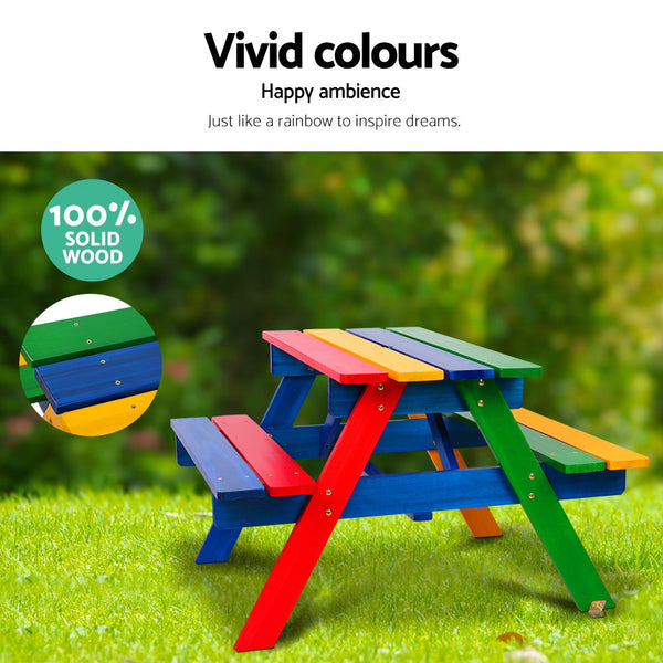 Kids Wooden Table Set w/ Umbrella