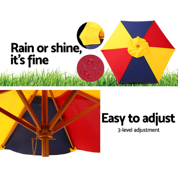 Kids Wooden Table Set w/ Umbrella