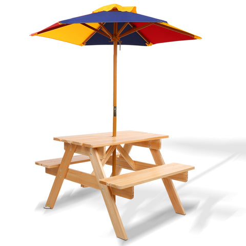 Kids Wooden Picnic Set w/ Umbrella