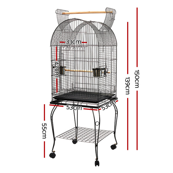 Large Bird Cage w/ Perch - Black