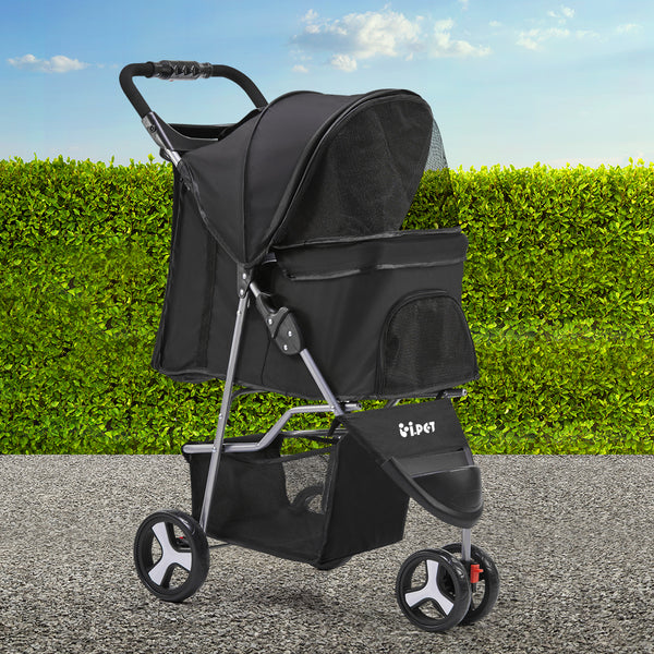 3 Wheel Pet Stroller - Black