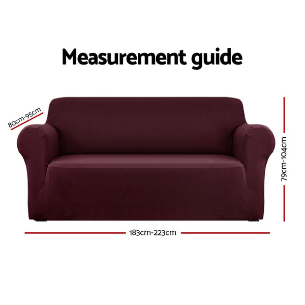 3 Seater Stretchable Couch Cover-Burgundy