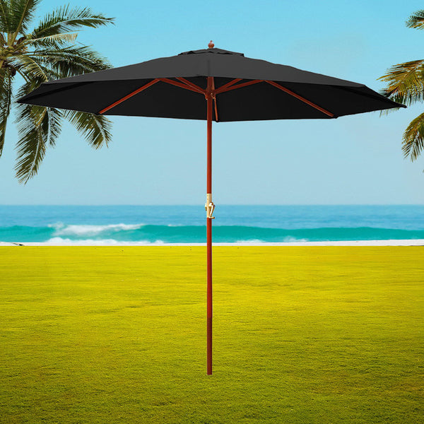 3m Outdoor Pole Umbrella- Black