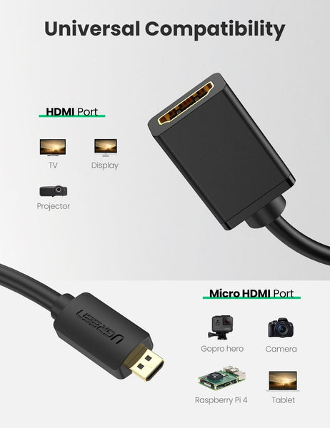 Micro HDMI Male to HDMI Female Cable