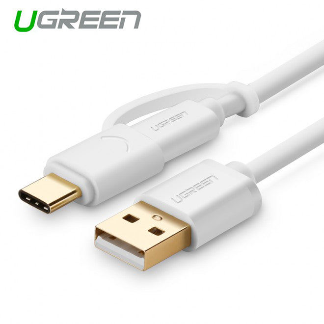 USB 2.0 to type C + Micro USB Cable- 1m