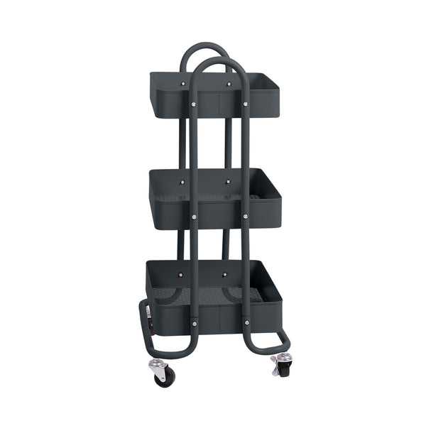 3 Tiers Black Storage Trolley Cart